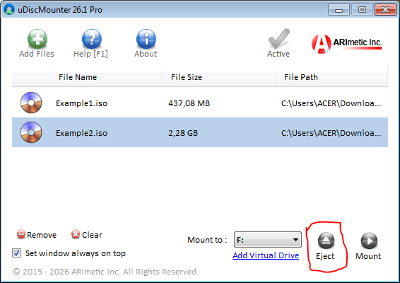 uDiscMounter eject button