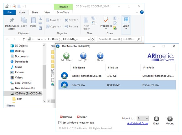 uDiscMounter Main Window