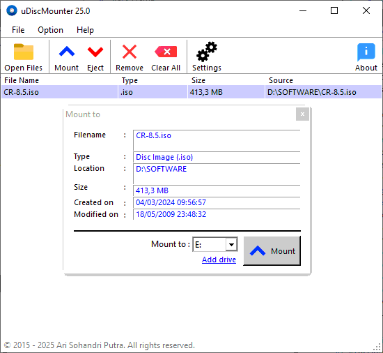 uDiscMounter Screenshot
